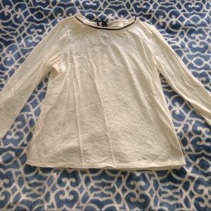 LOFT White Lace Long Sleeve Top